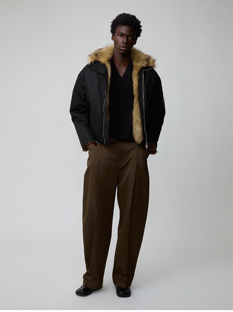 Lambswool-Lined Bomber Jacket