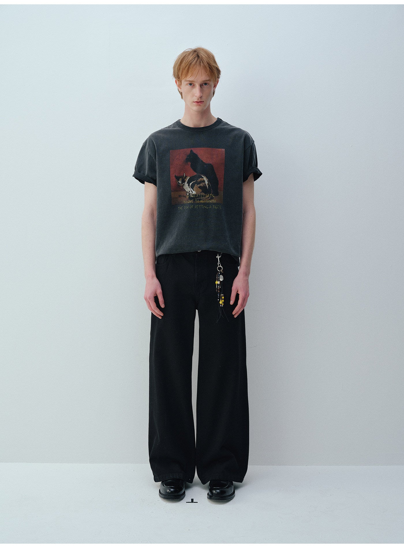 Cat Print Crew Neck T-Shirt