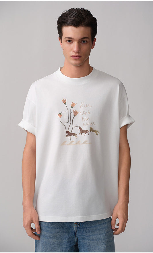 手書き風丸首Tシャツ