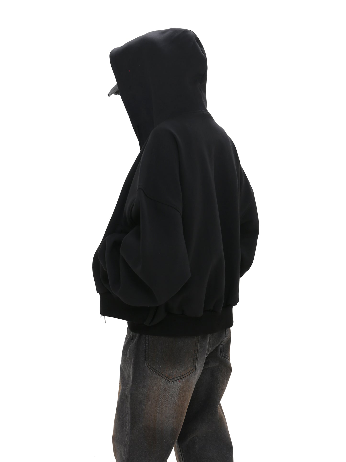 Faux two-piece sweatshirt with hood