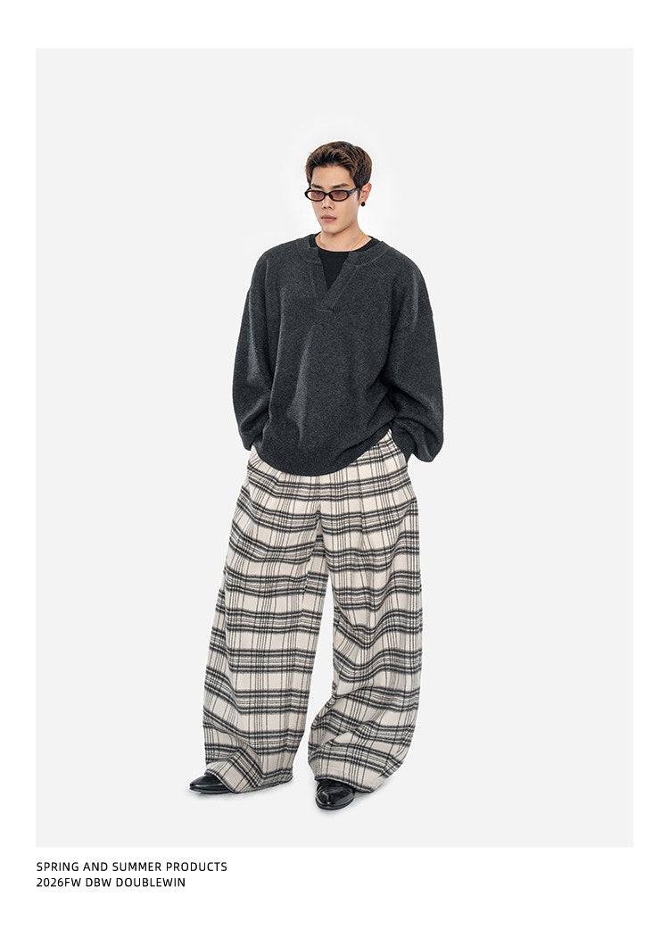 Oversized Wool-Blend V-Neck Sweater