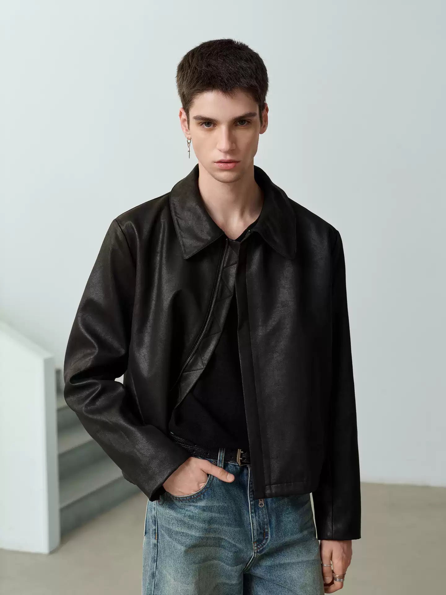 Antique-style leather jacket
