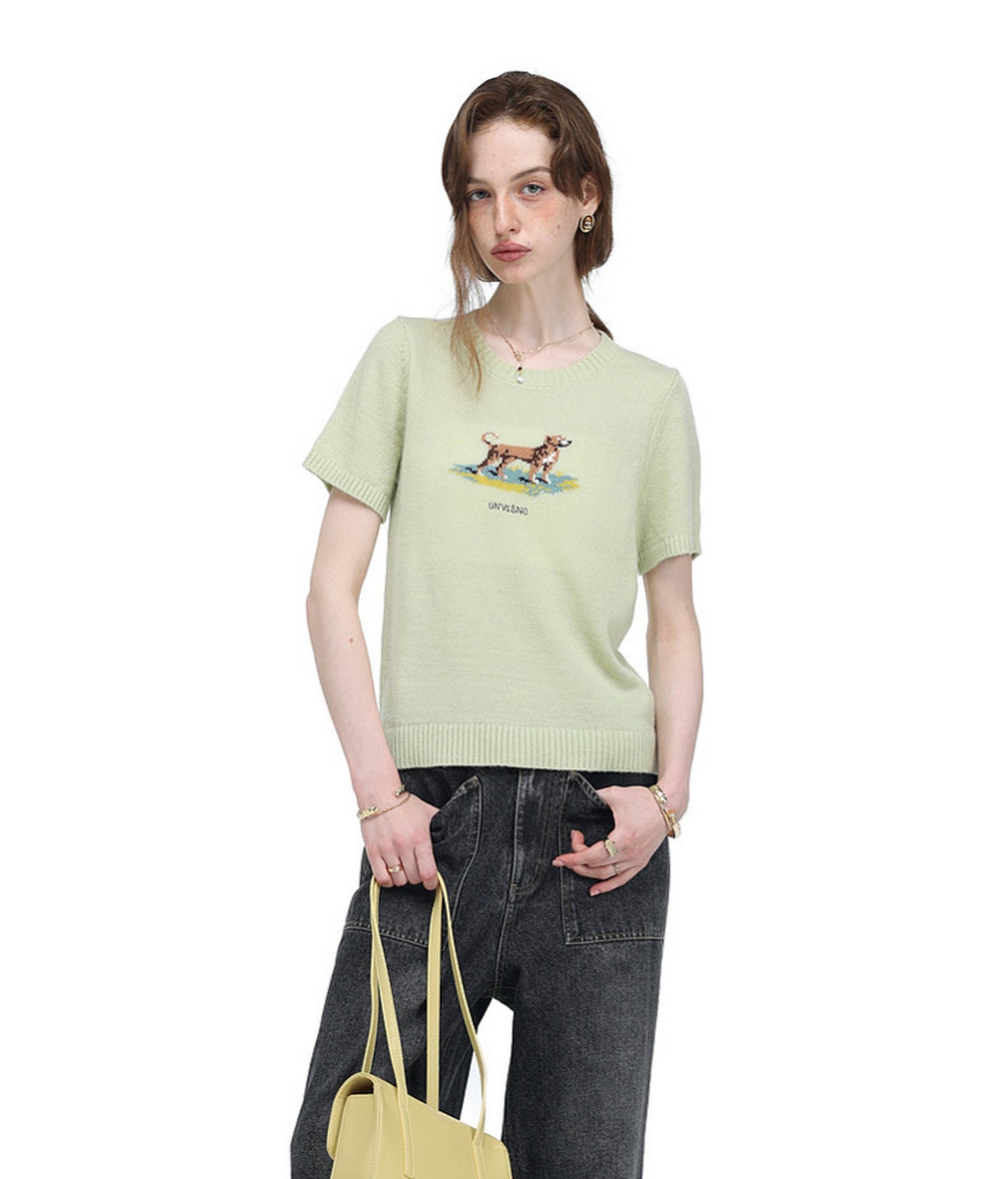 Vintage-Style Animal-Print Knit Shirt
