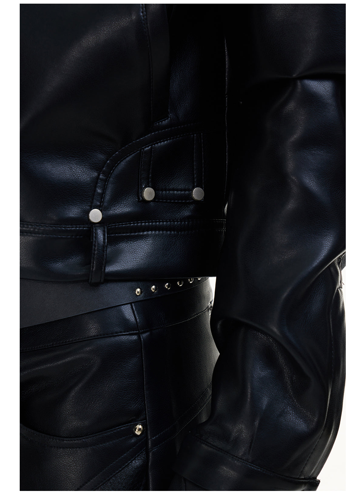 Shoulder Padded Leather Jacket