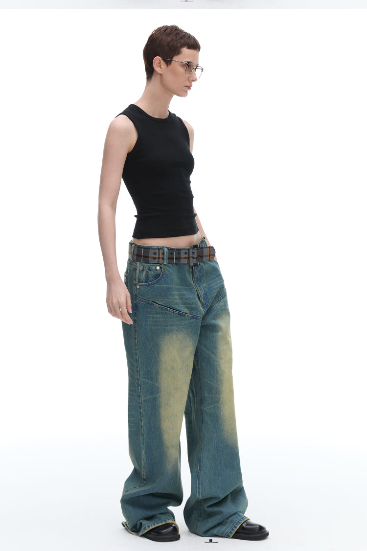 Vintage Washed Wide Leg Jeans