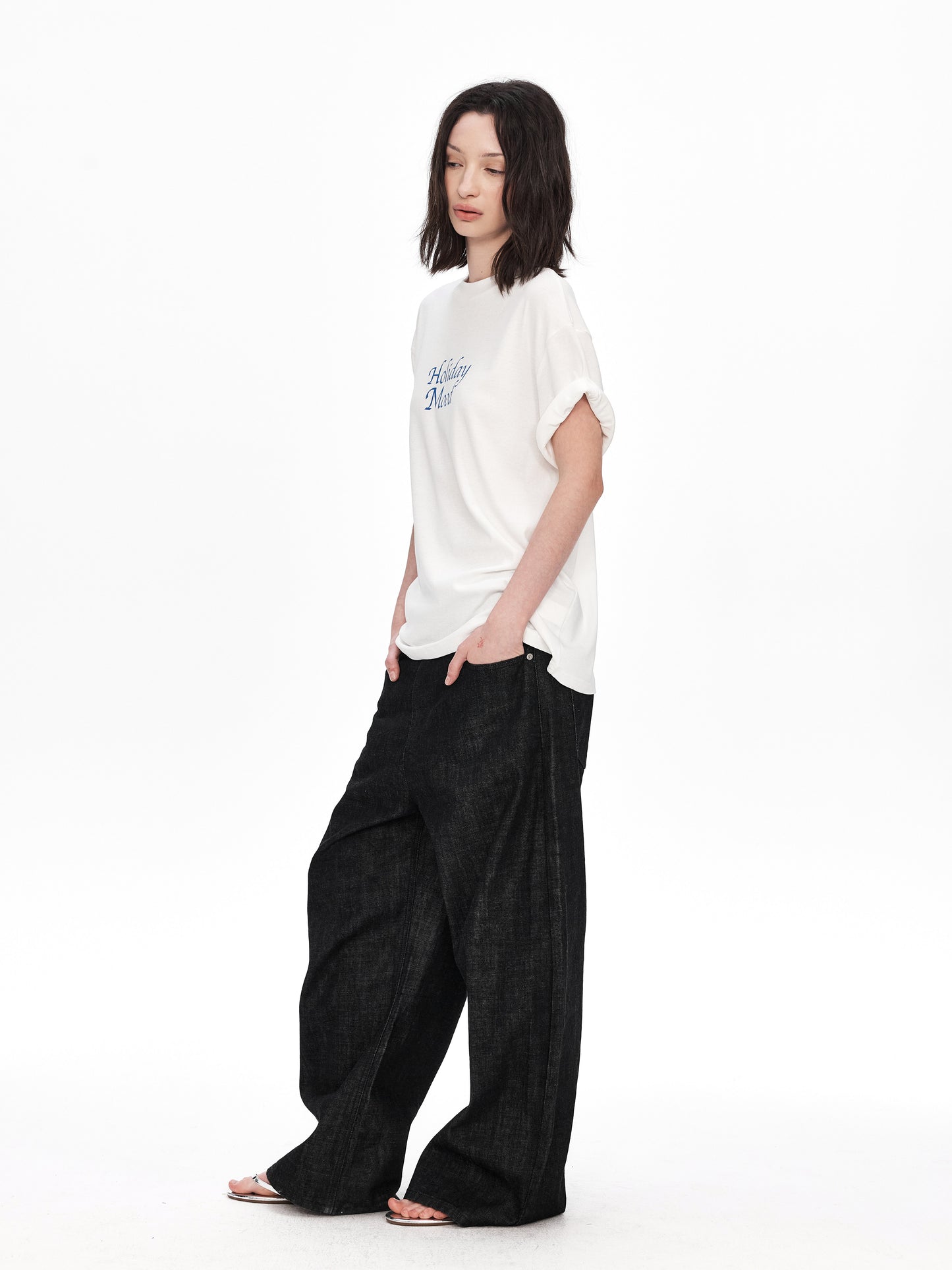 Roll-Up Sleeve Printed T-Shirt