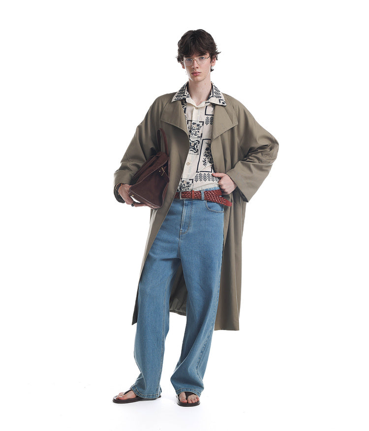 Stand-up collar long coat