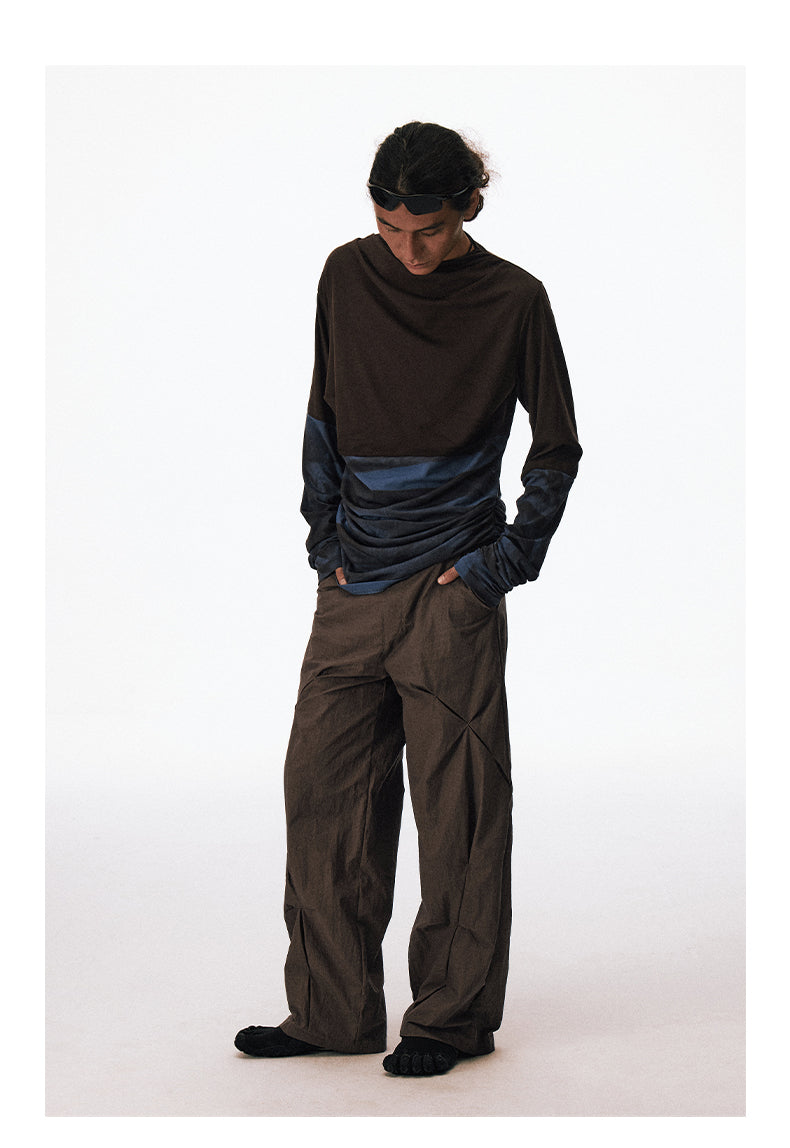 Wrinkle-processed loose-fit casual pants