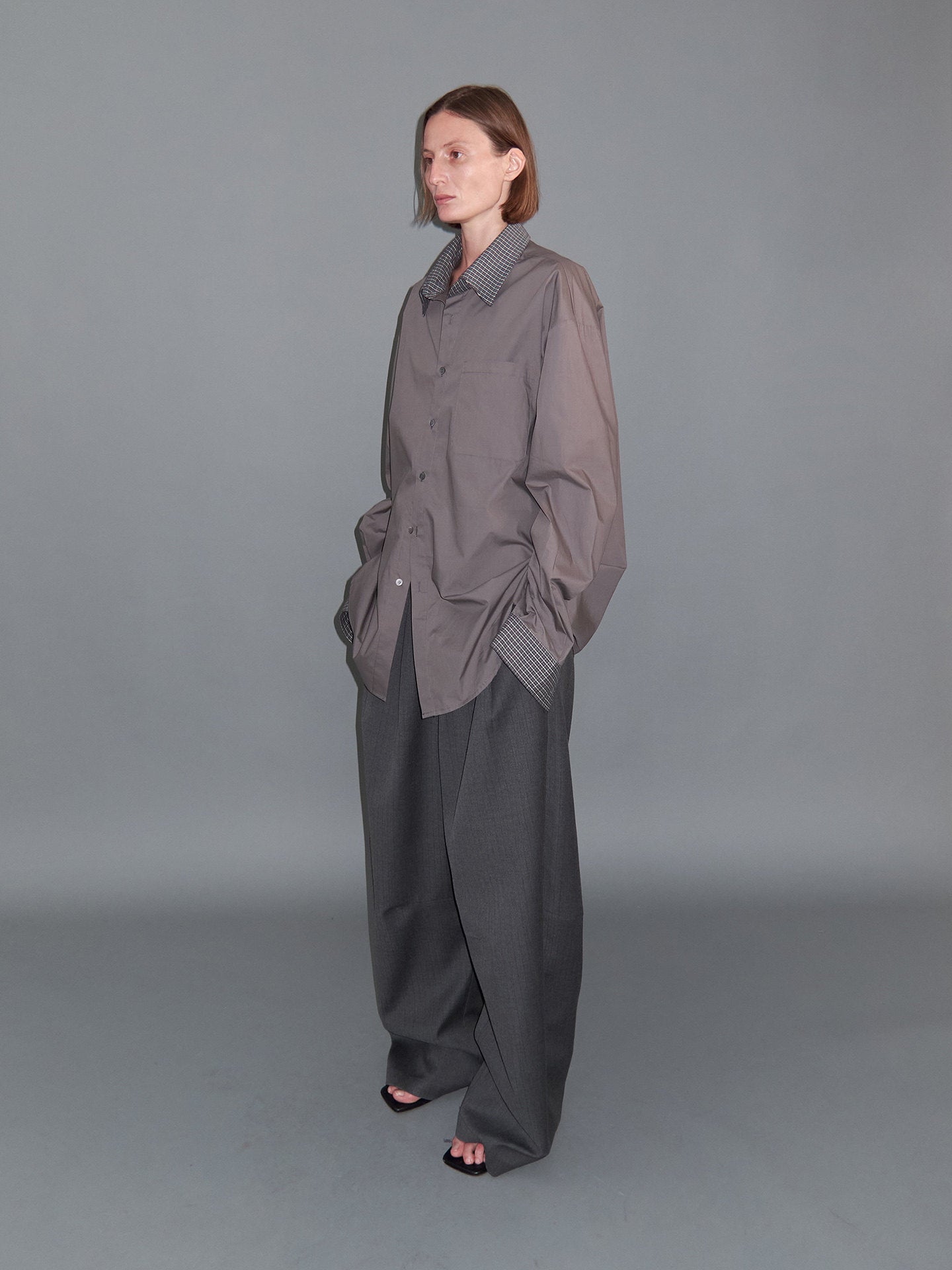 Patchwork-Patterned Shirt in Contrasting Colors
