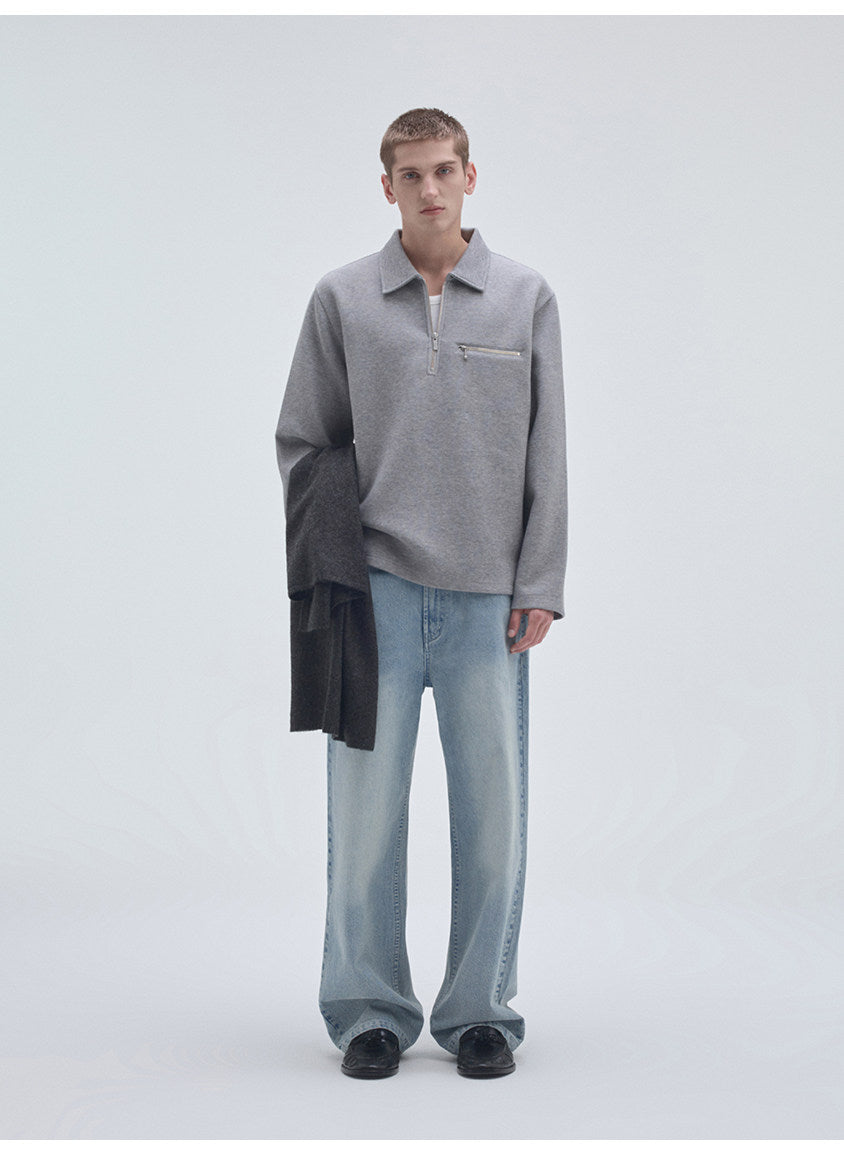 Half-Zip Pullover Sweatshirt with Pockets