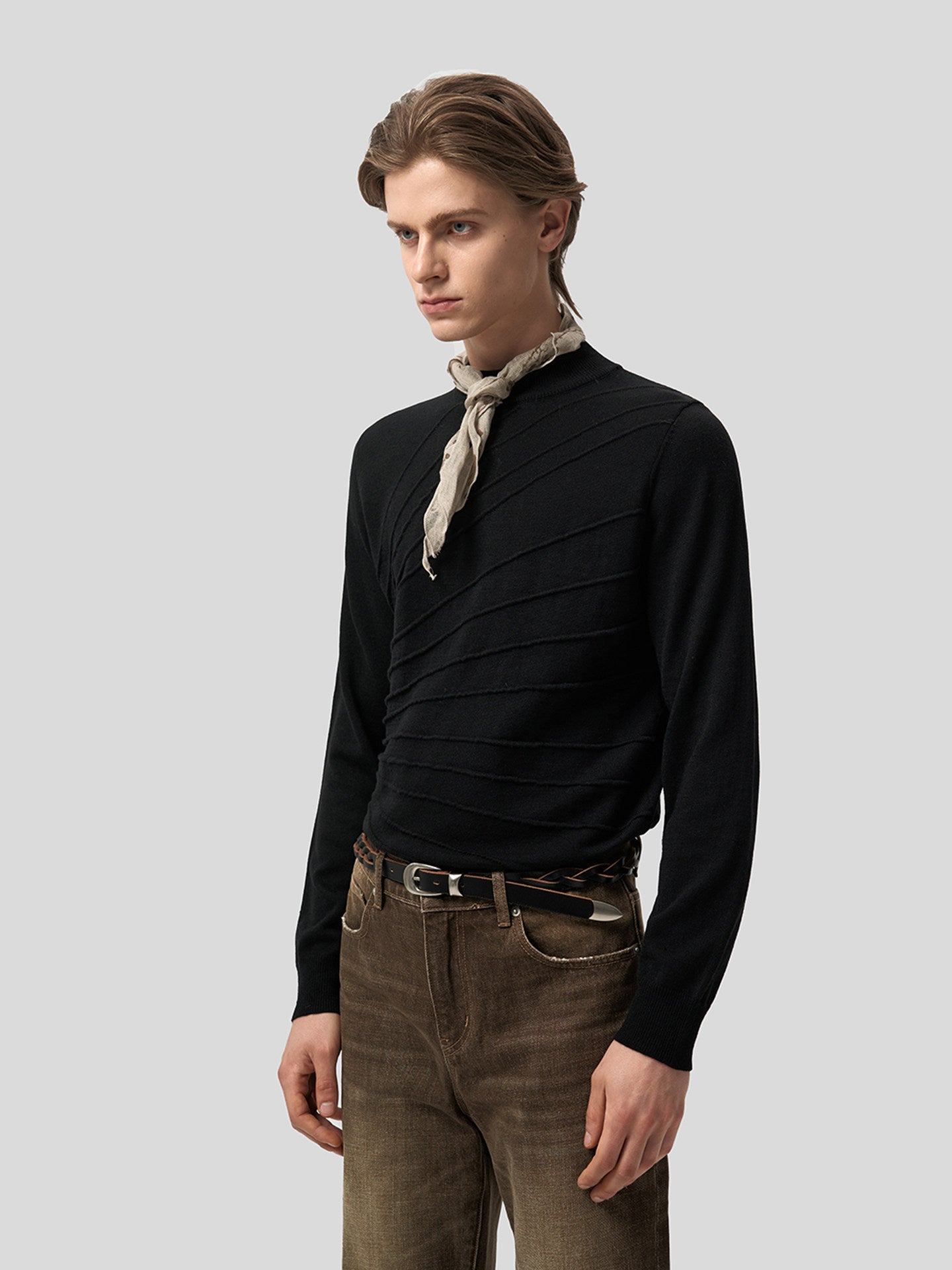 Mid-Neck Knit Shirt