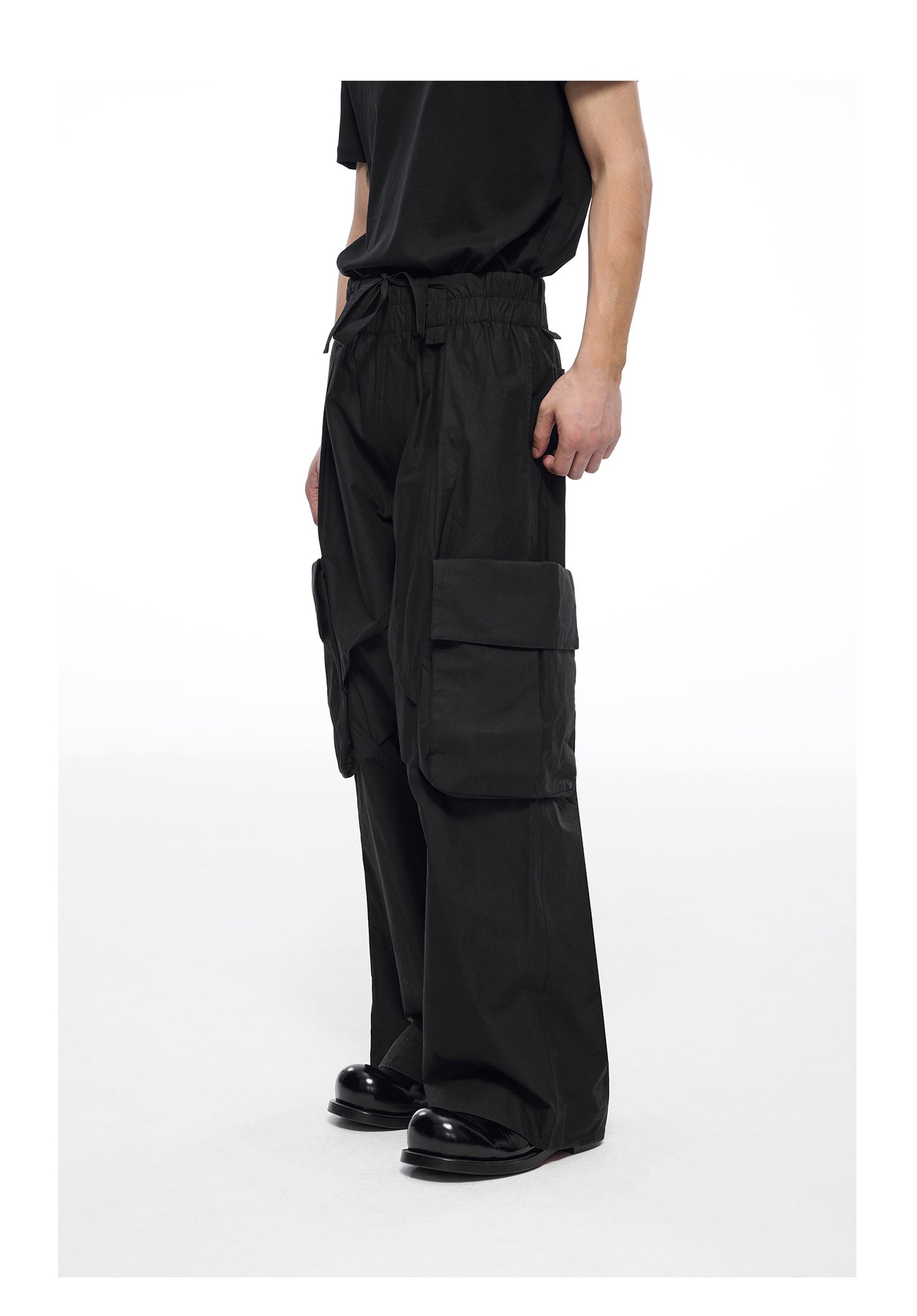 Waist elastic workwear wide pants