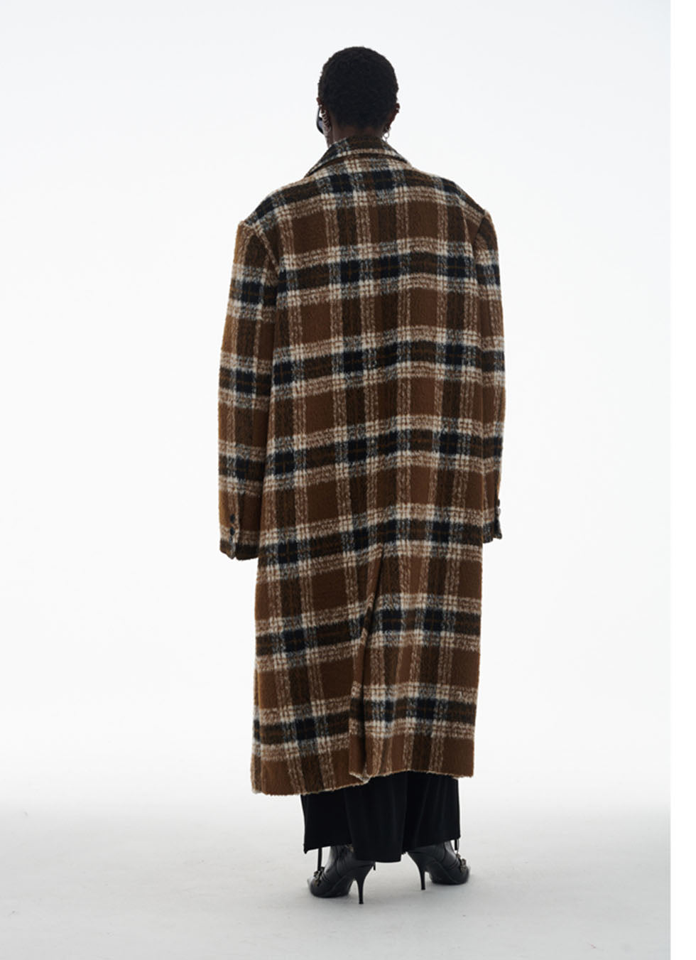 Original design checkered long coat