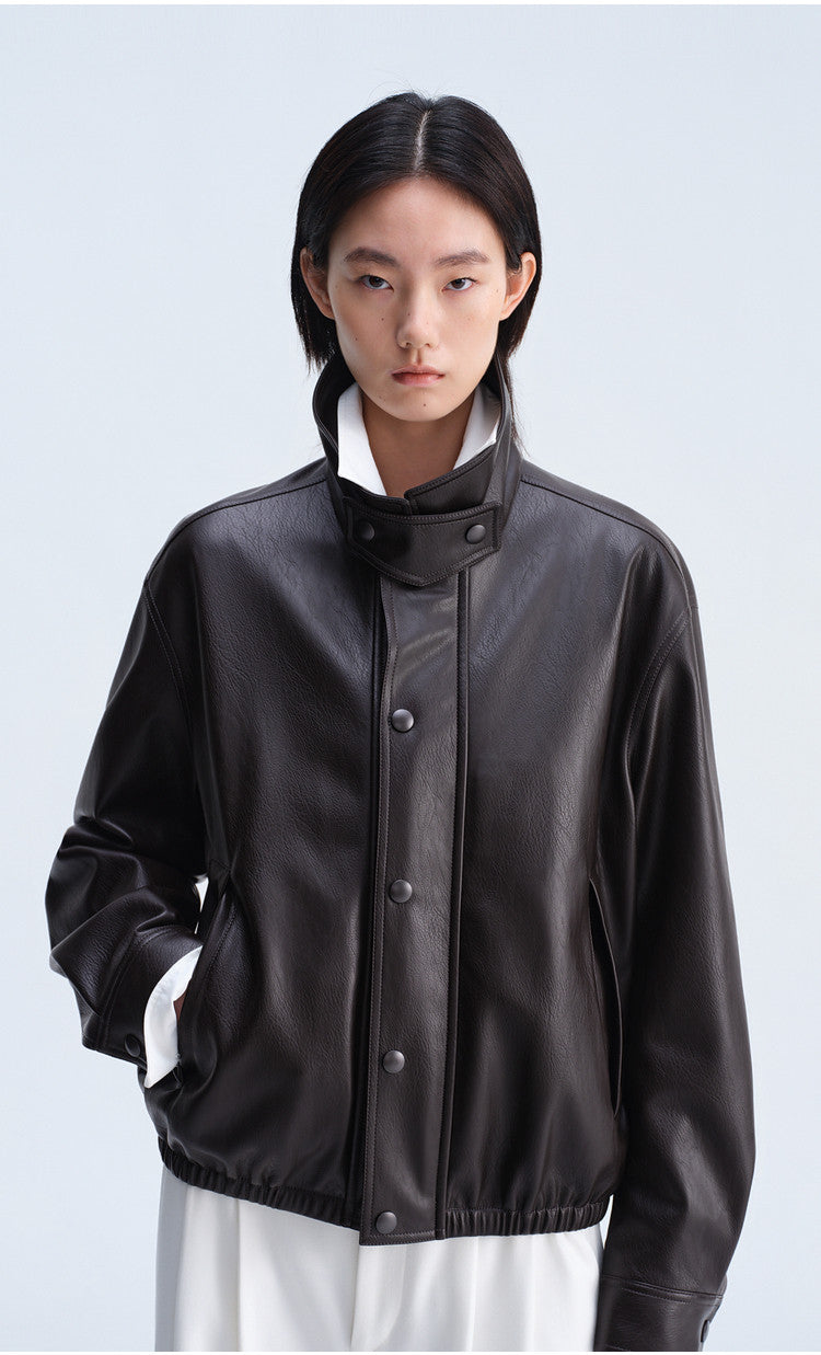 Casual Loose-Fit Harrington Jacket with Double Collar