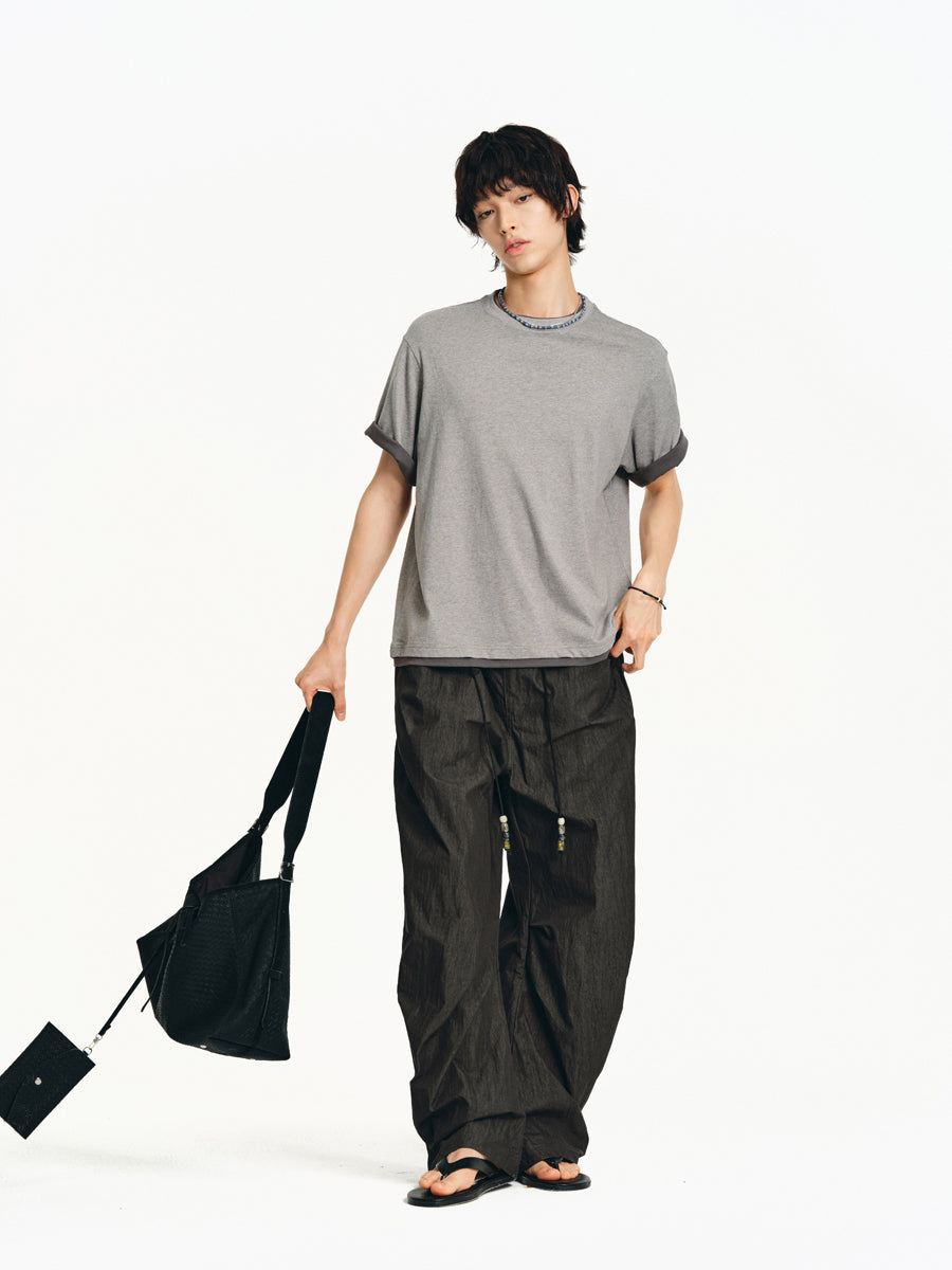 Faux Two Piece Round Neck T-Shirt