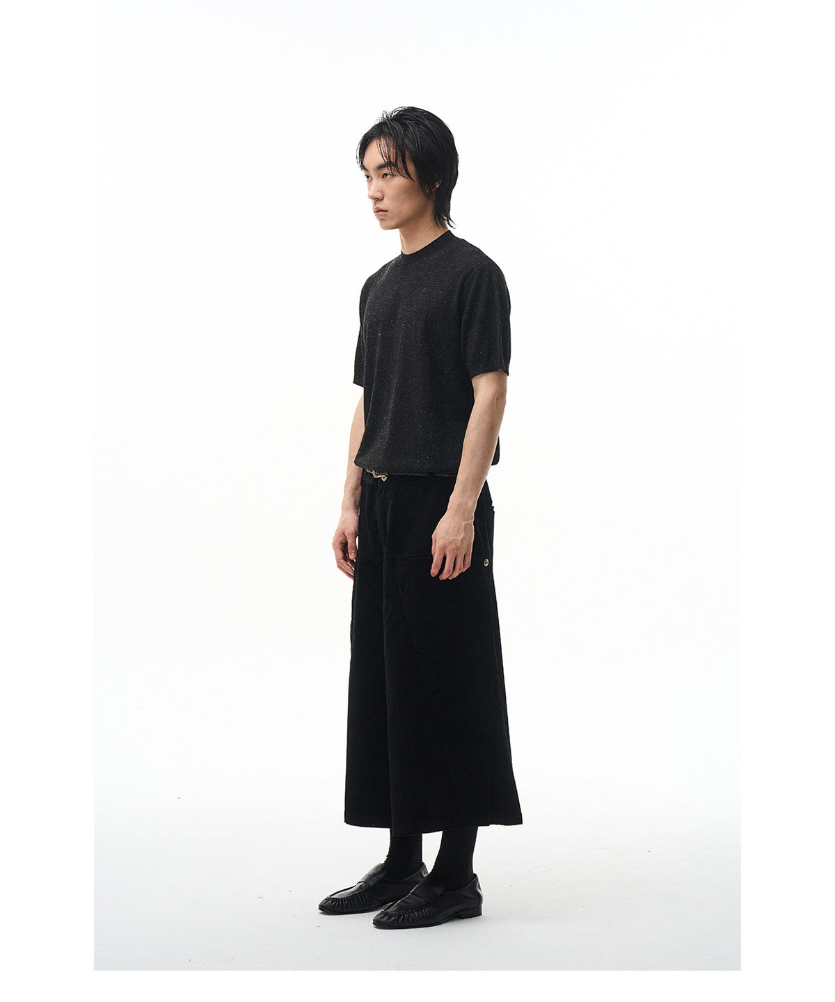 Color-Blocked Half-High-Collar Knit Shirt