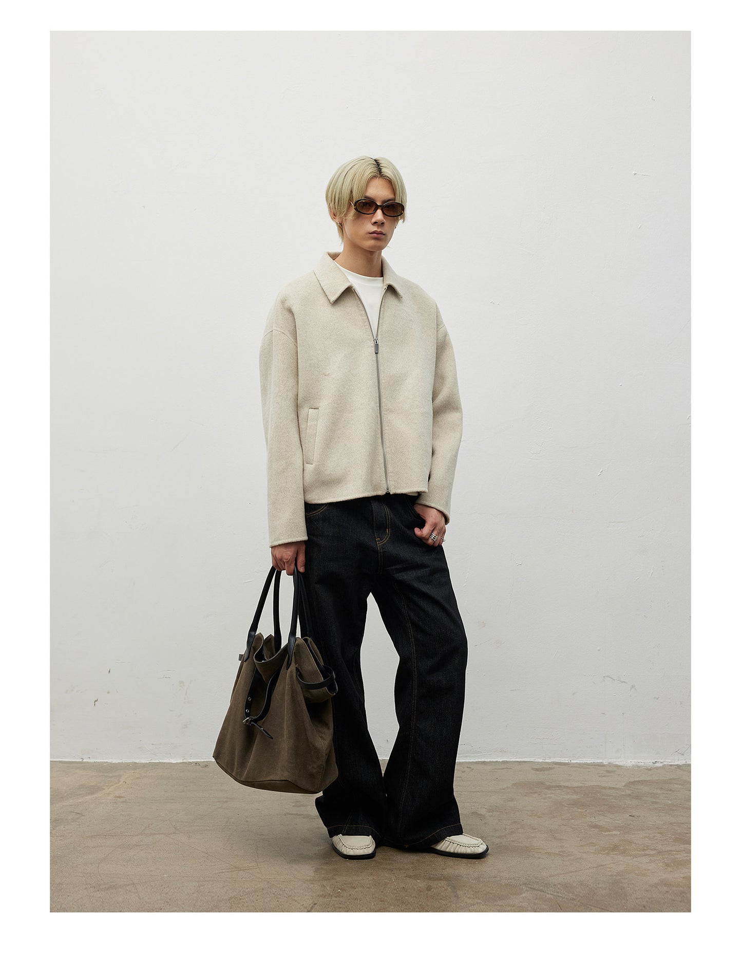 Zip-Up Wool Blend Jacket