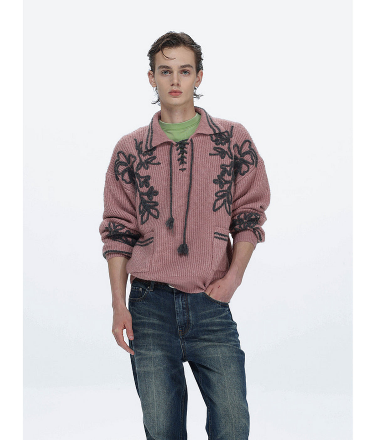 Vintage Wool-Blend Fringed Sweater