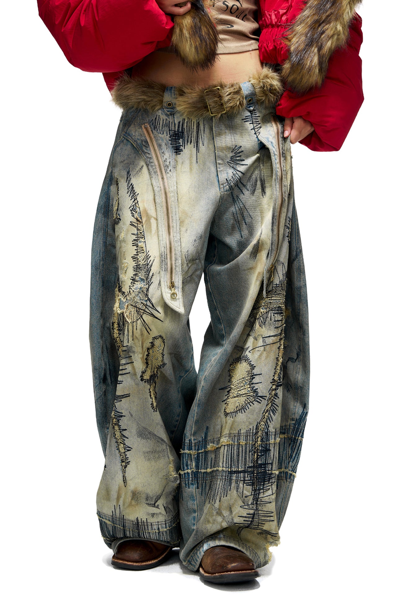 Patch Embroidered Jeans