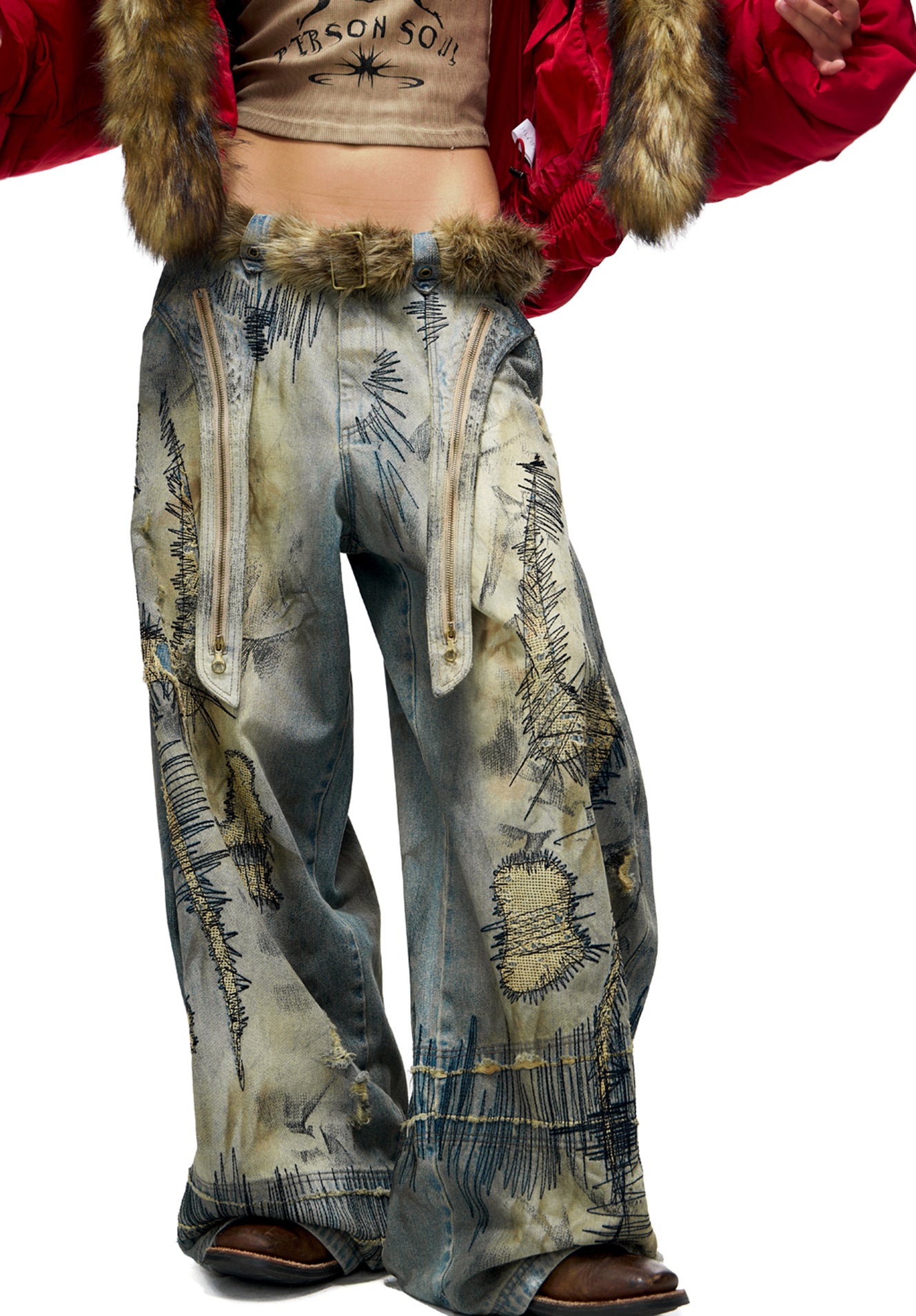 Patch Embroidered Jeans