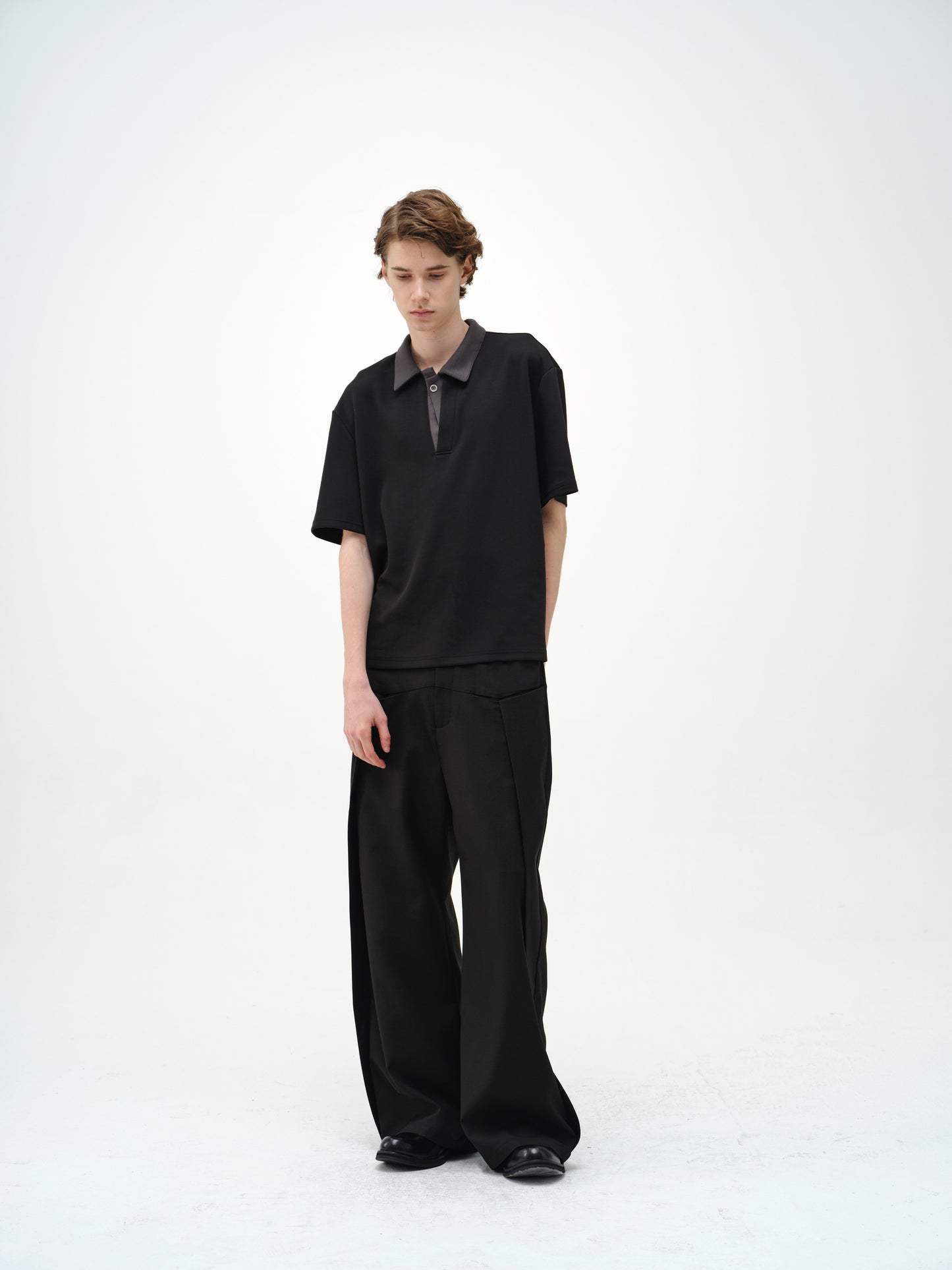 Single-button polo shirt
