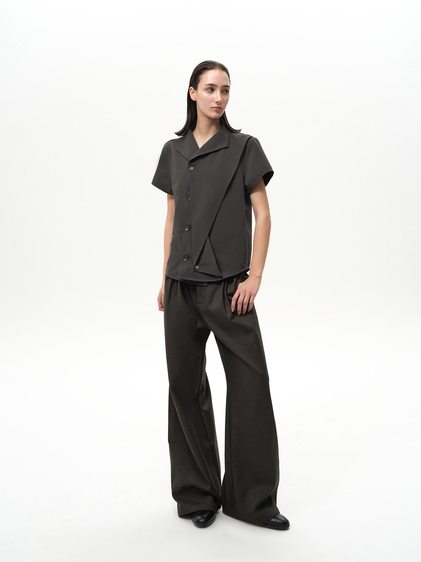 Pleated Flip Sleeve Shirt