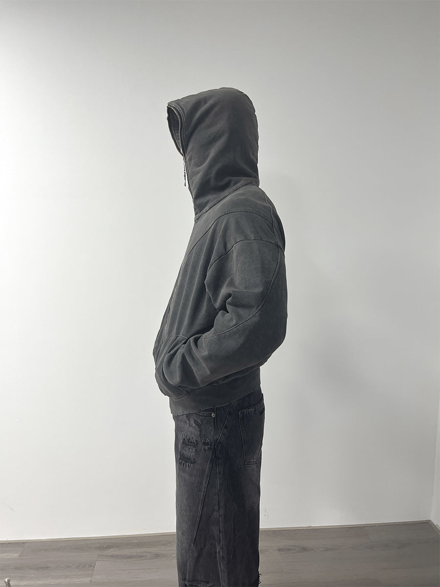 Dirty-washed hooded sweatshirt