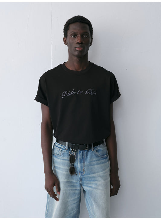 Round-Neck T-Shirt with Alphabet Print