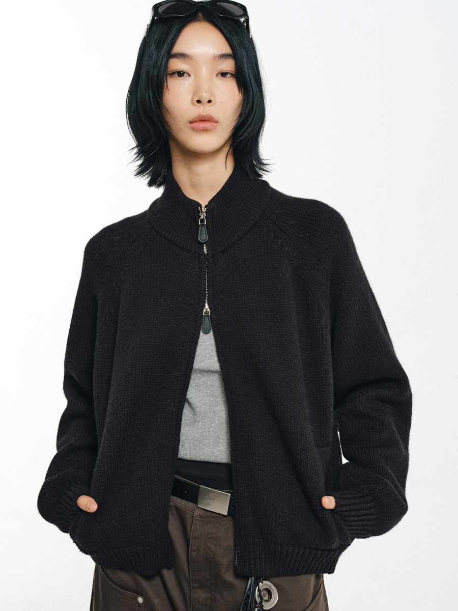 Wool Blend Stand Collar Jacket