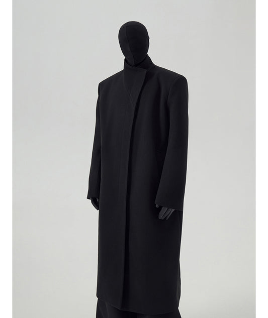 Basic stand collar long coat