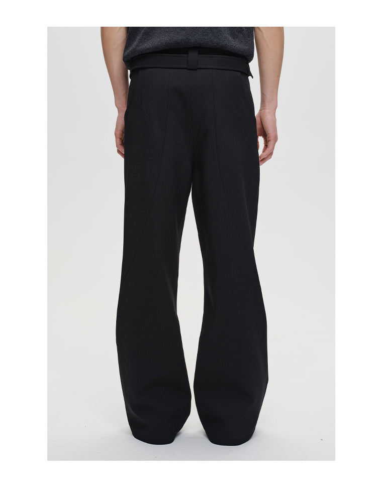 Leather patchwork design casual pants