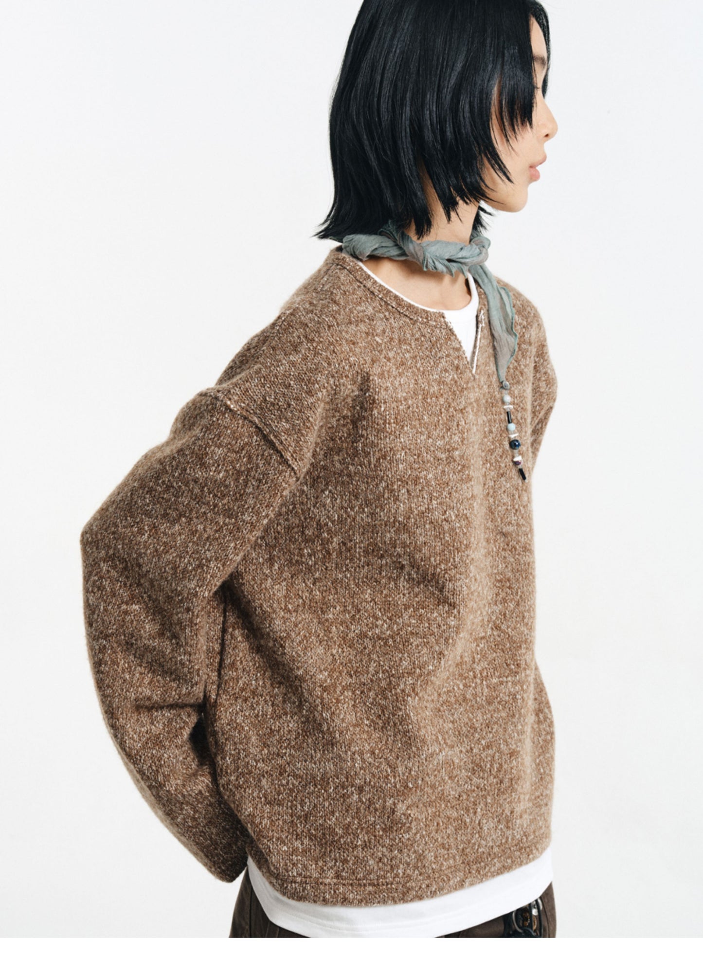 Wool Blend Faux Two-Piece Knit