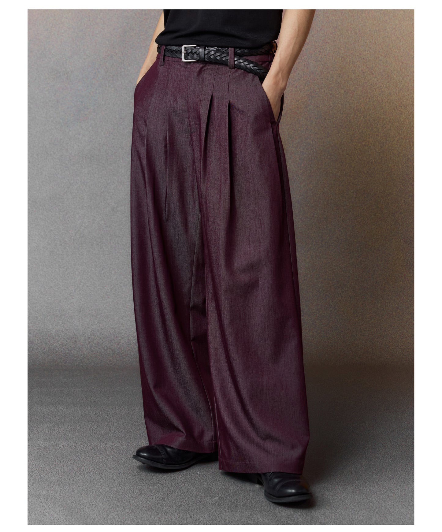Draped Straight-Leg Pants