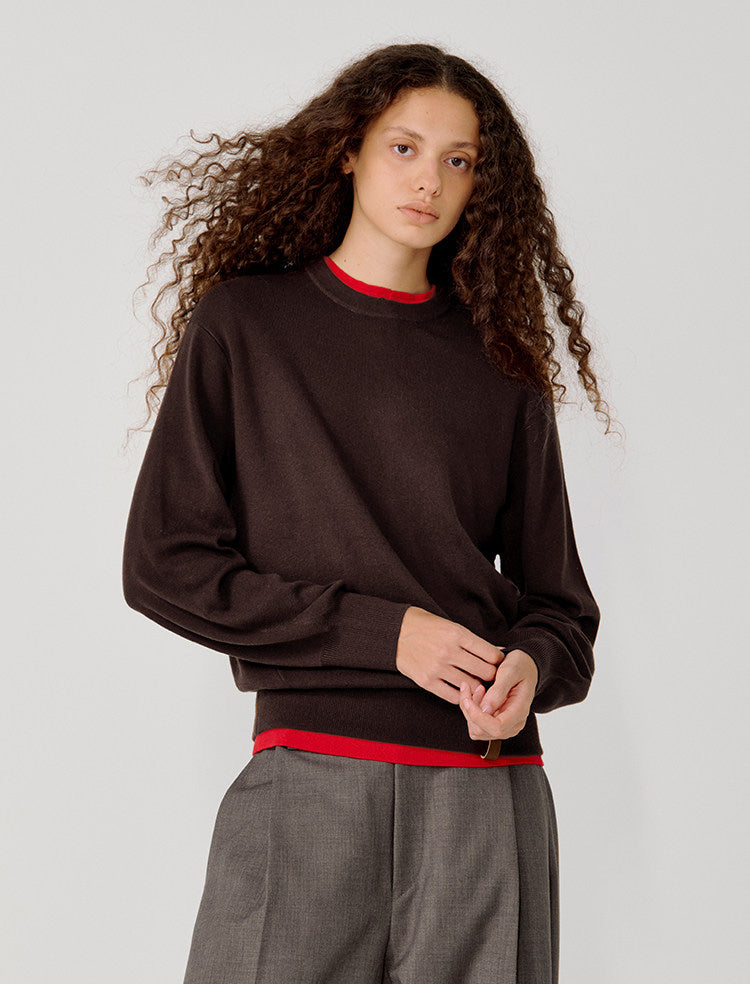 Logo Leather Label Loose-Fit Sweater