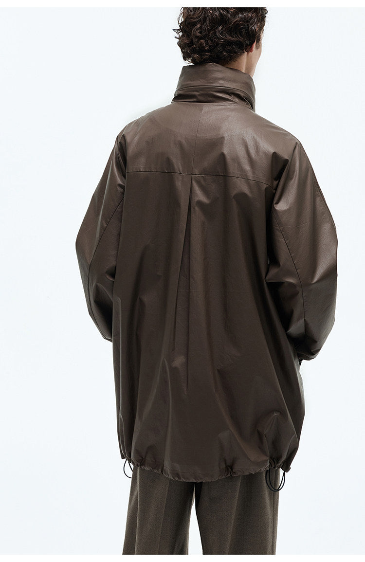 Stand Collar Mid-Length Coat