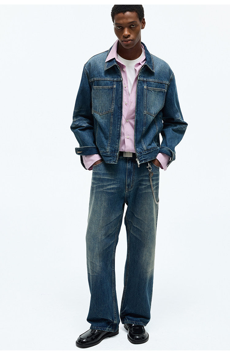 Zip-Up Short Denim Jacket