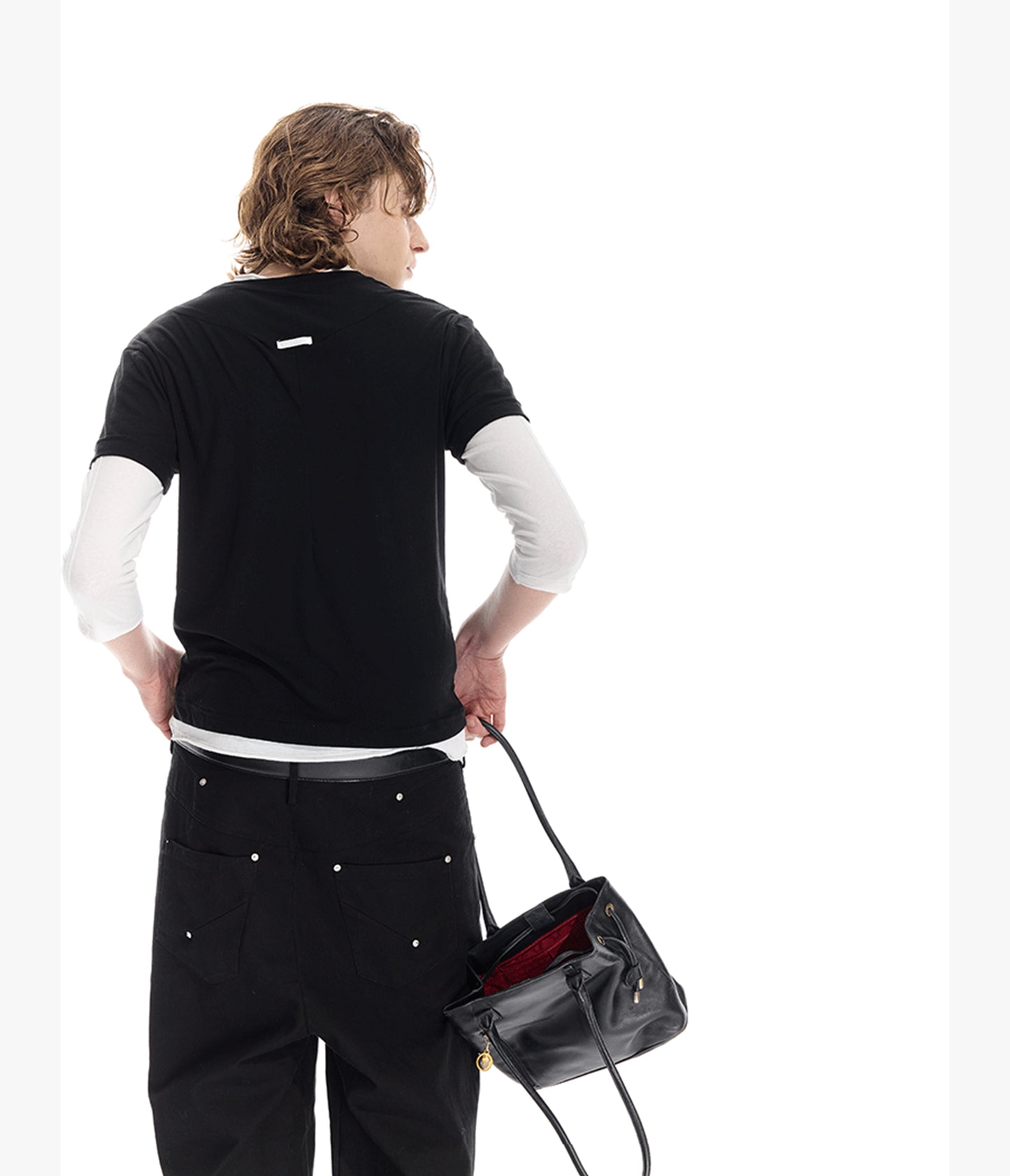 Color matching faux two-piece T-shirt