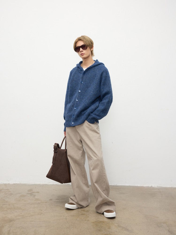 Wash-processed straight denim pants