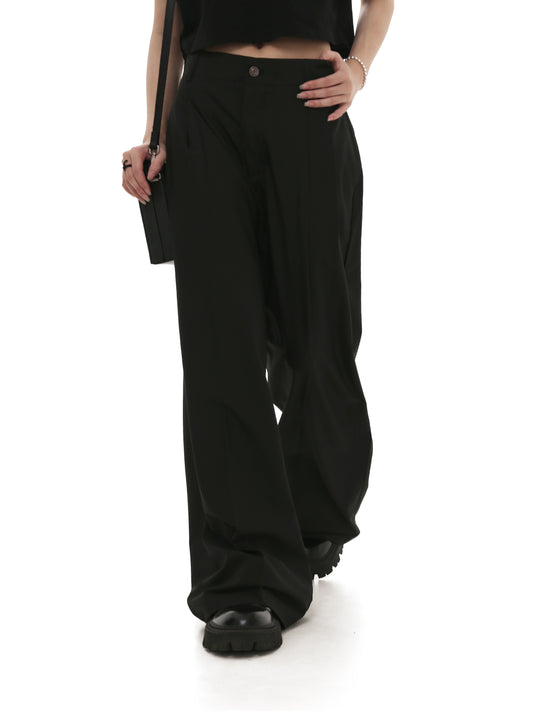 Draped wide-leg casual pants