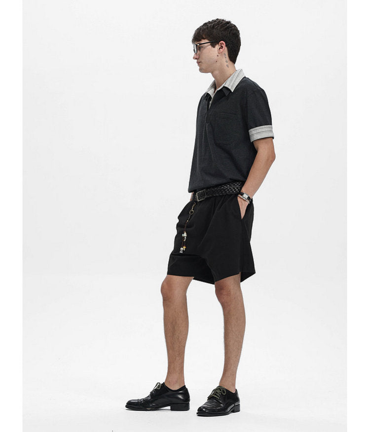 Faux Two-Piece Pocket-Stripe Polo Shirt
