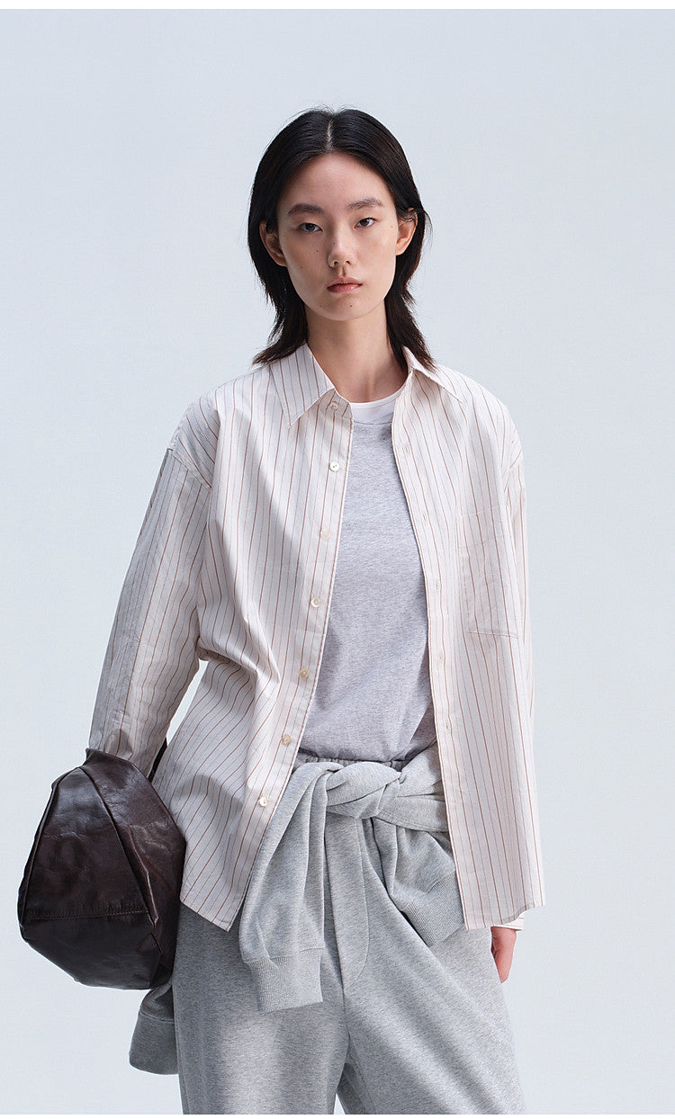 Casual Shirt with Color-Woven Stripes