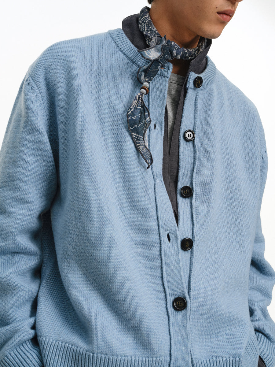 Cotton & Wool Crew Neck Cardigan