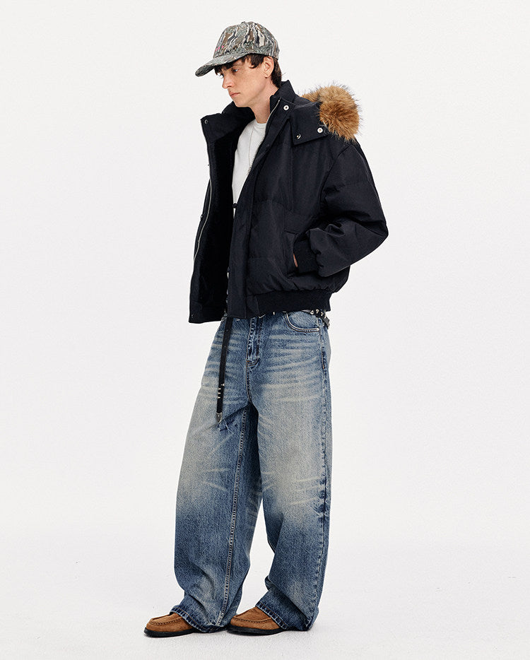Simple White Duck Down Hooded Jacket