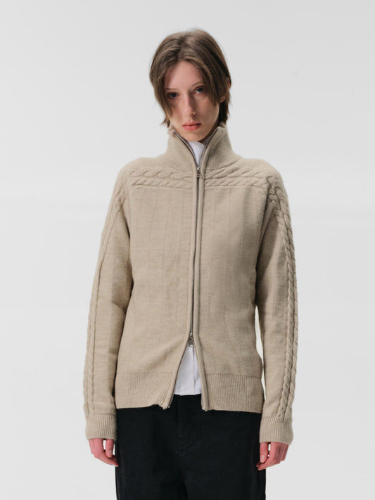 Slim-Fit Cardigan with Twisted Shoulder Seams