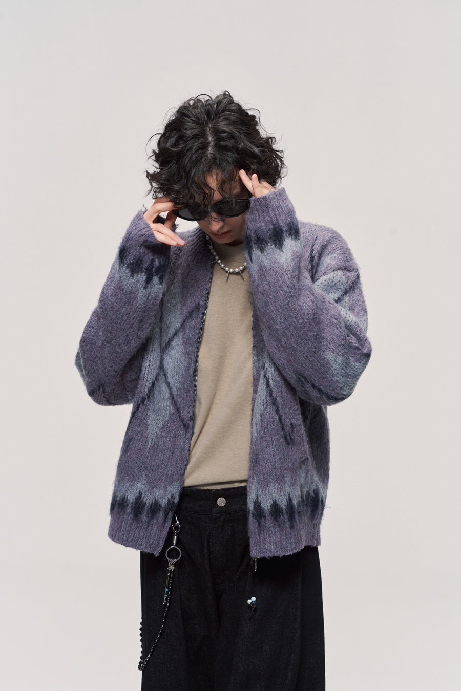 Fair Isle Wool Blend Zip Cardigan