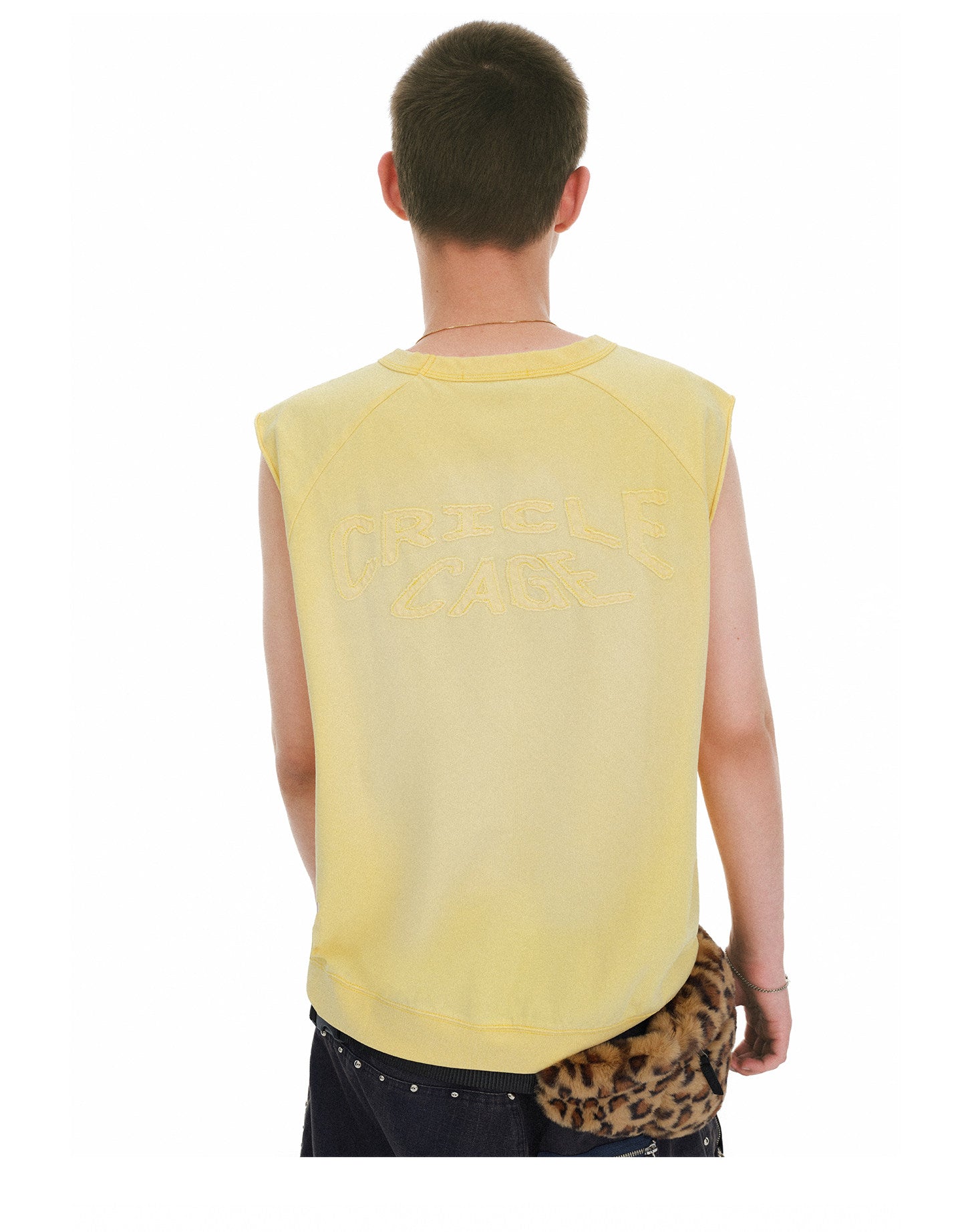Wash-Finish Basic Embroidered Sleeveless Top
