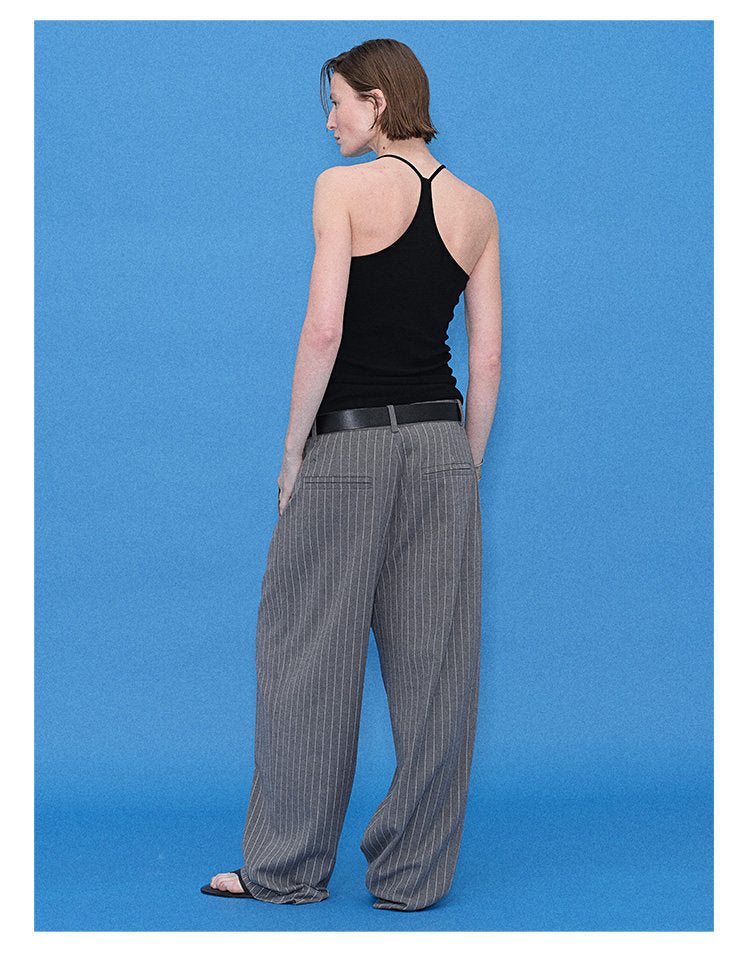 Striped Pleated Casual Pants