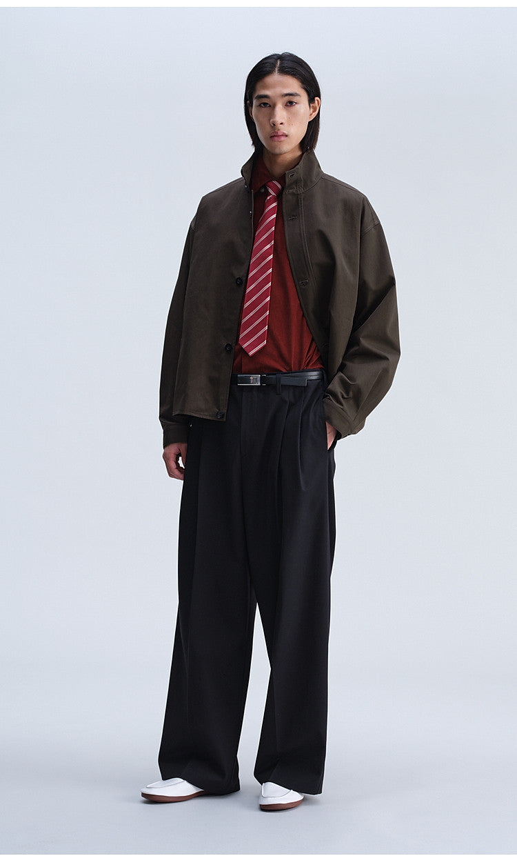 Vintage-Cut Drape Blend Casual Pants