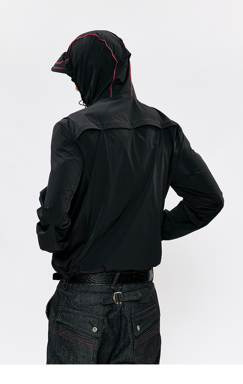 Diagonal-Zip Sunshade Jacket