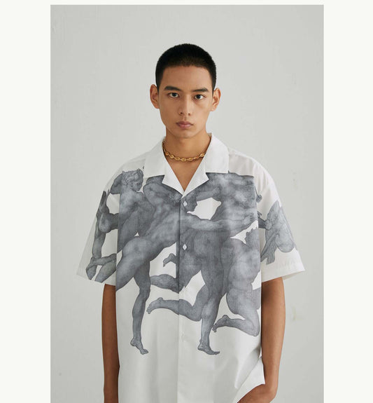 Cuban Color Sketch Print Shirt